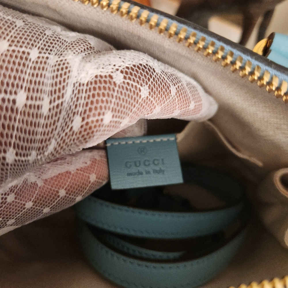 Gucci MINI HORSEBIT 1955 HANDBAG IN BLEU - Picture 11 of 17